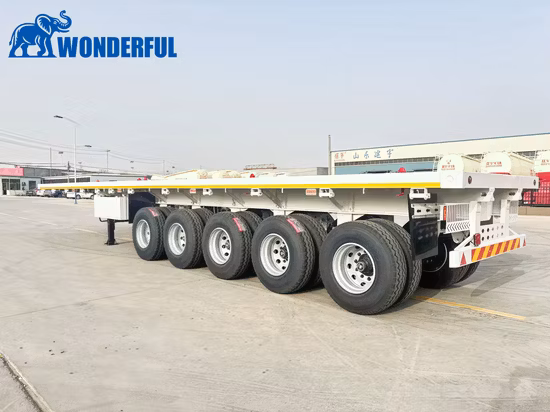 Remolque completo del contenedor plano de la cama baja de la barra de tracción del remolque de la plataforma giratoria de los 20FT 30tons
