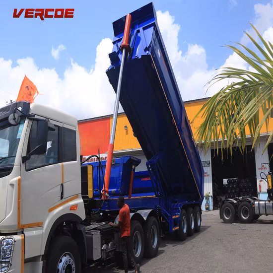 Equipo de servicio pesado Excavadora de cuello de cisne de plataforma plana de 40 pies Volquete basculante Tanque de combustible Semirremolque de carga Camión volquete de plataforma baja Remolques